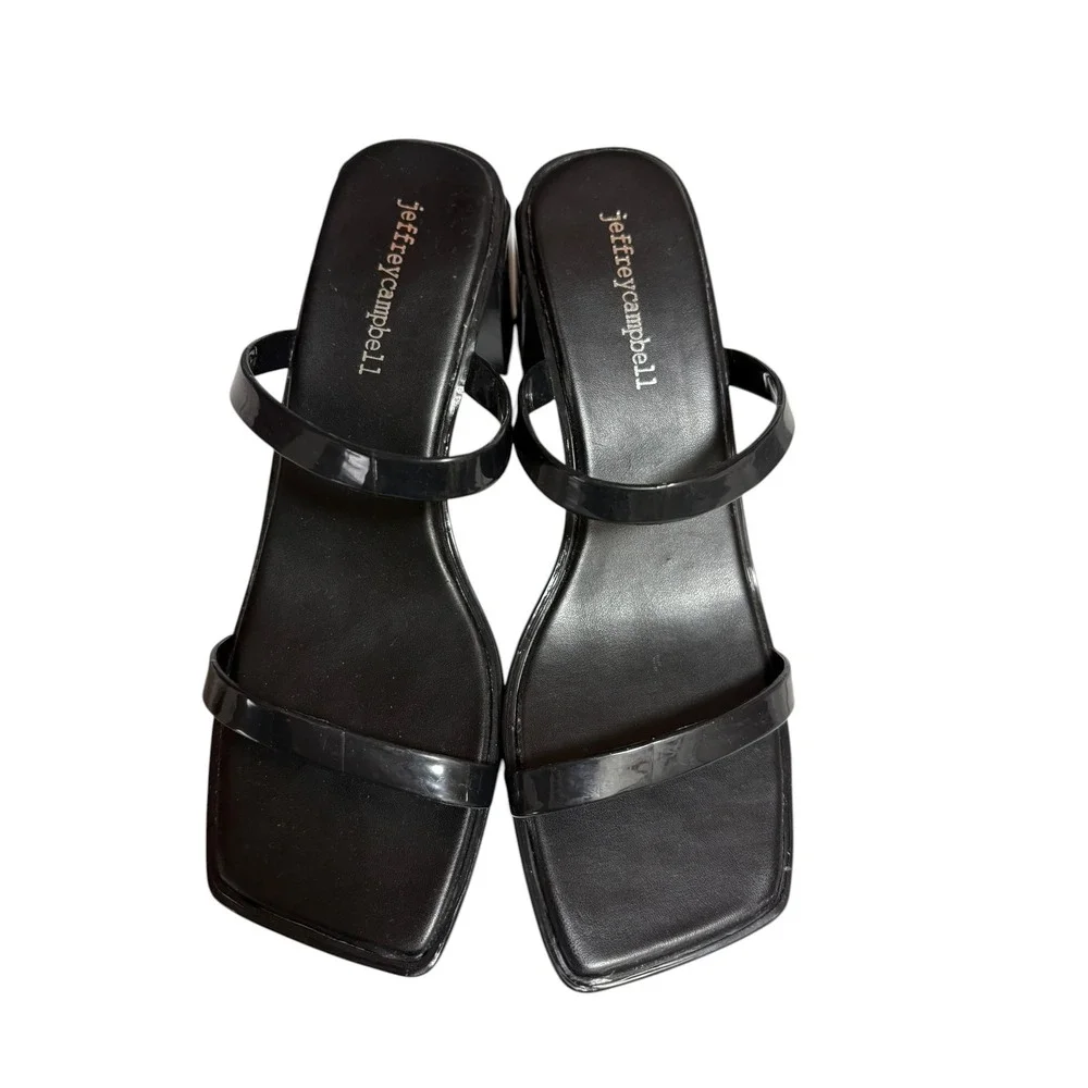 NWOT Jeffrey Campbell Black Patent Jamm-3 Jelly Slide Heeled Sandal - 7 - Picture 4 of 10